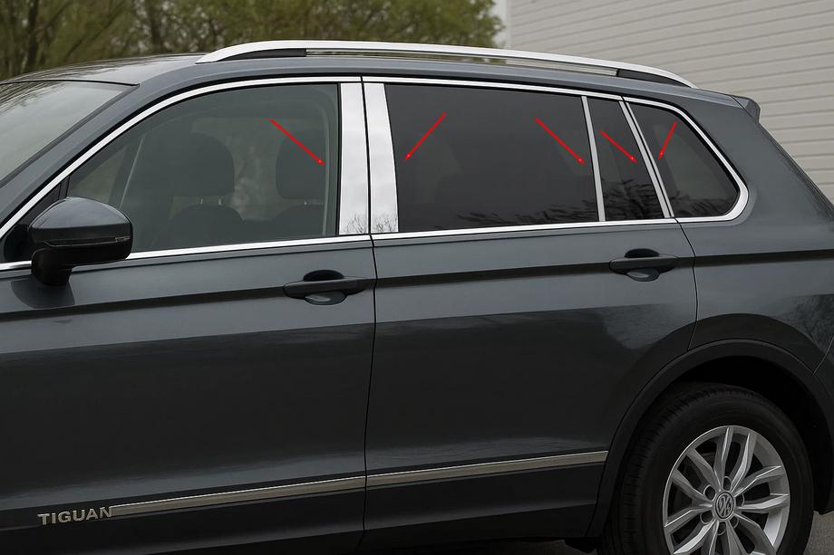 Volkswagen Tiguan 2016–2023 Durvju statņu moldingi (10 gab., nerūsējošais tērauds) Image