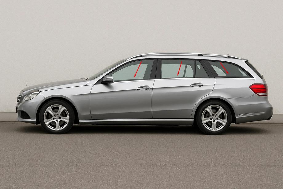 Mercedes E-class W212 2009–2016 Hromētas logu apmales (SW) (6 gab., nerūsējošais tērauds) Image