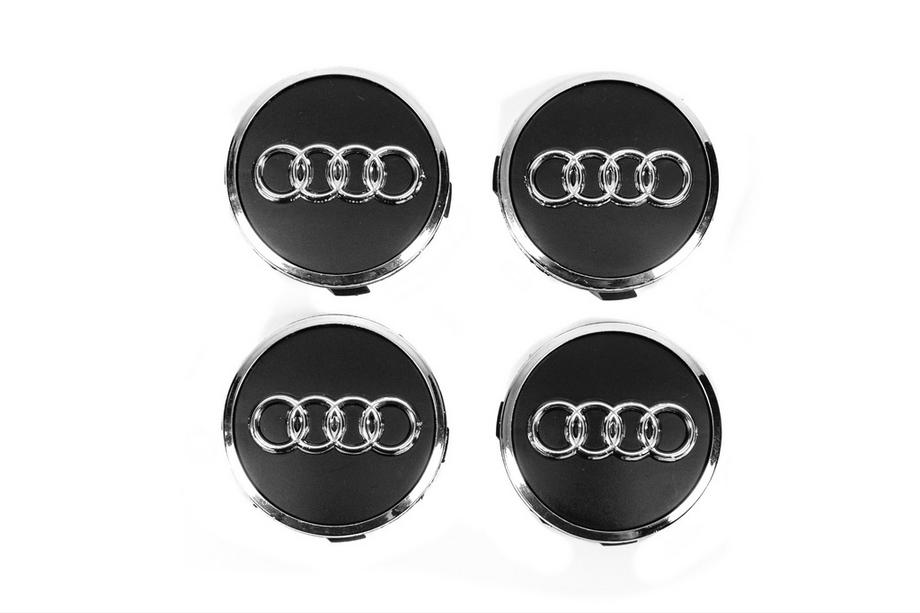 Audi Diska centra vāciņi 57/61 mm ar gredzenu (4 gab., melni) Image