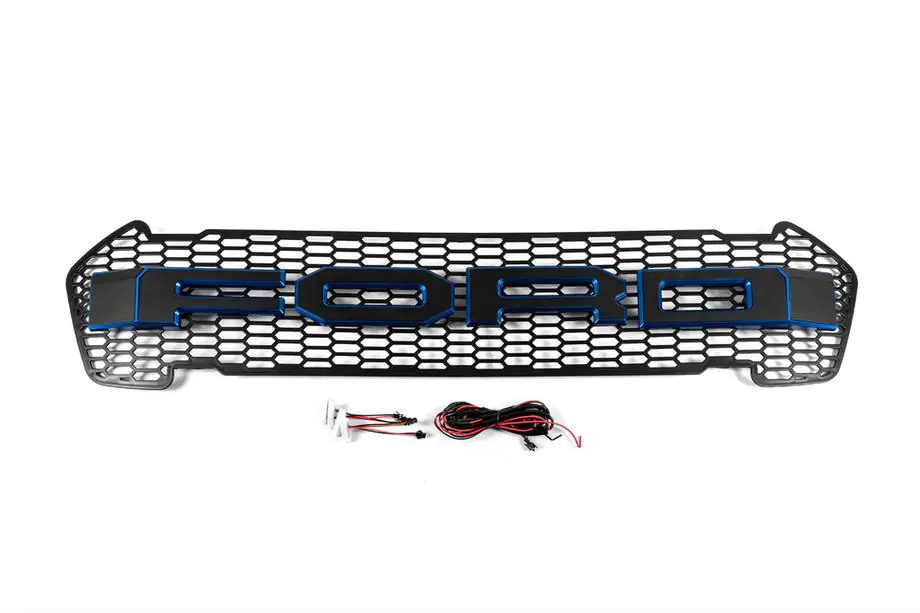 Ford Ranger 2011–2022 Priekšējais radiatora režģis (2015-2018, zils, LED) Image