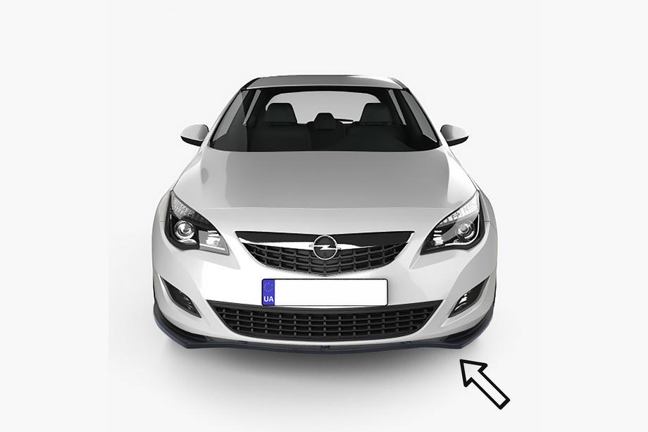 Opel Astra J 2009–2015 ESA priekšējā bufera lip uzlika (melna) Image