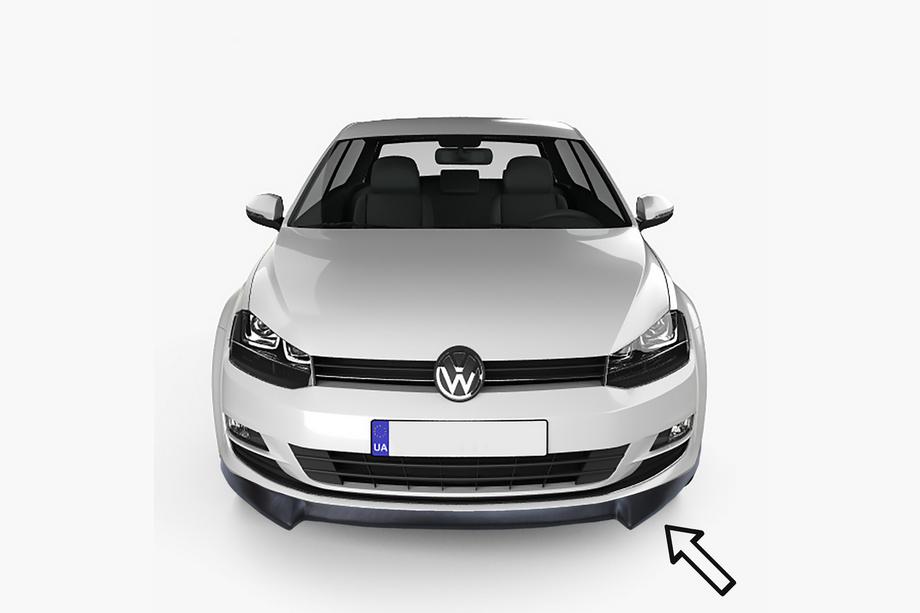Volkswagen Golf 7/E-Golf 2012–2020 ESA priekšējā bufera lip uzlika (melna) Image