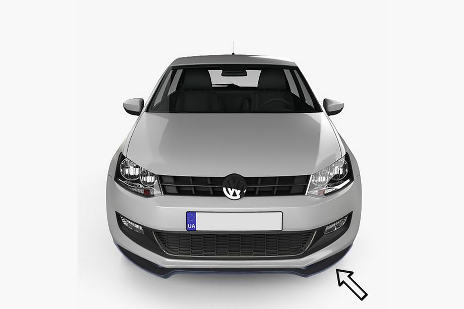 Volkswagen Polo 2010–2017 ESA priekšējā bufera lip uzlika (melna) Image