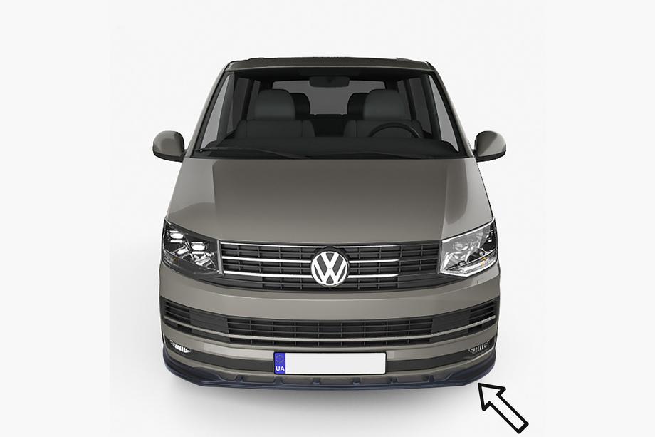 Volkswagen T6 2015–2024 ESA priekšējā bampera lūpa (Transporter, melna) Image