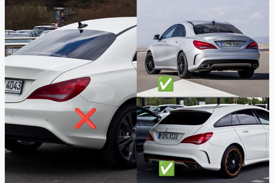 Mercedes CLA C117 2013–2019 Aizmugurējais difuzors Black (CLA45 dizains ar izplūdes uzgaļiem) Foto 2