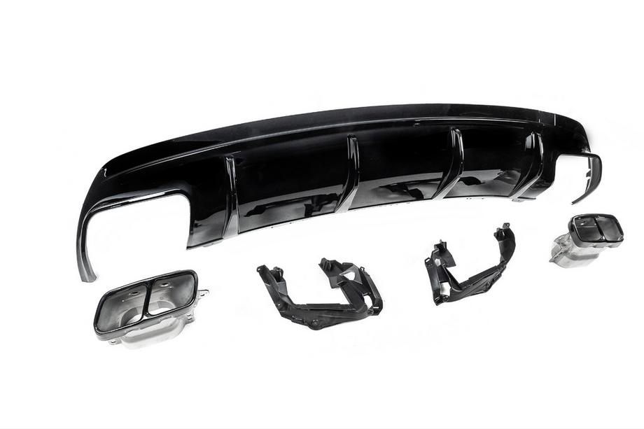 Mercedes CLA C117 2013–2019 Aizmugurējais difuzors Black (CLA45 dizains ar izplūdes uzgaļiem) Foto 4