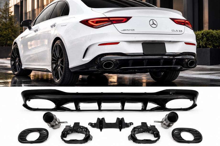 Mercedes CLA C118 2019– Aizmugurējais difuzors ar izplūdes uzgaļiem (CLA35 dizains) Image
