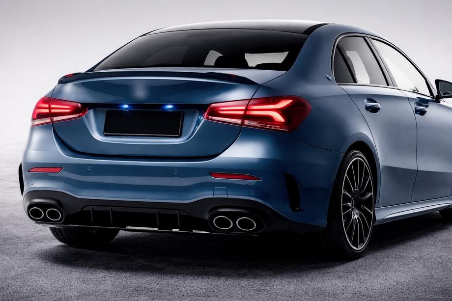 Mercedes A-class W177 2018– Aizmugurējais difuzors ar izplūdes uzgaļiem (Dizains A45 SD) Foto 1