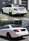 Mercedes E-klase W213 2016–2023 Aizmugurējais difuzors ar izplūdes uzgaļiem E63-Design Black (AMG/AMG-Line 2016-2020) foto 2