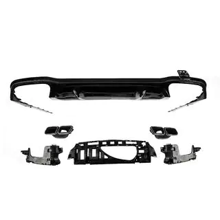 Aizmugurējais difuzors ar izplūdes uzgaļiem E63-Design Black (AMG/AMG-Line 2016-2020) Mercedes E-klase W213 2016–2023 foto 3