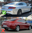 Mercedes C-class W205 2014–2021 Aizmugurējais difuzors ar izplūdes uzgaļiem (coupé AMG43 dizains) foto 2