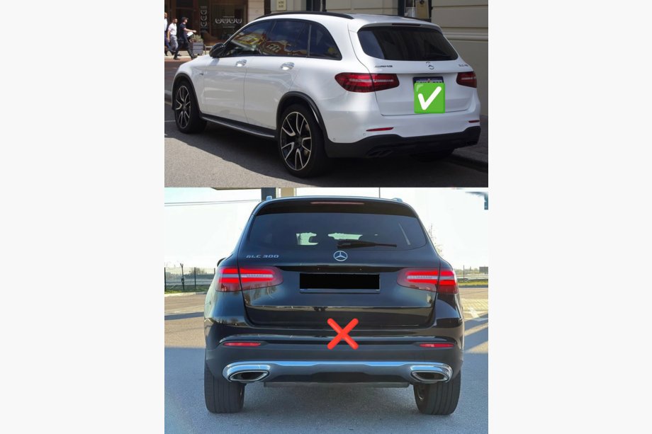 Mercedes GLC X253 2015–2022 Aizmugurējais difuzors ar izplūdes uzgaļiem (AMG43 dizains) Foto 4