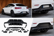 Mercedes GLC Coupe C253 2016–2023 Aizmugurējais difuzors ar uzgaļiem Black (AMG63 dizains) foto 1