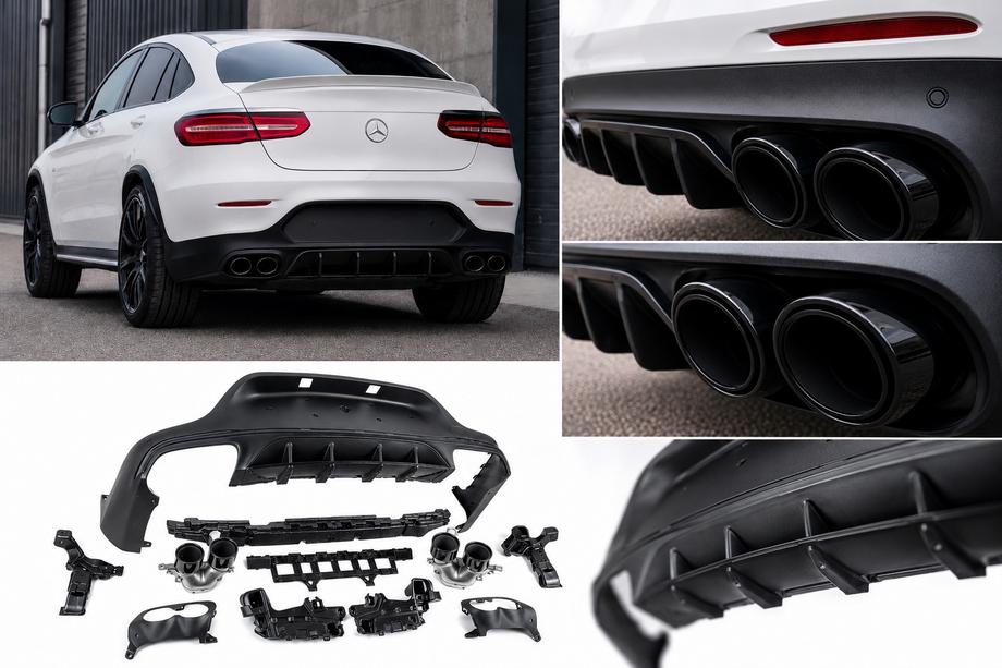 Mercedes GLC Coupe C253 2016–2023 Aizmugurējais difuzors ar izplūdes uzgaļiem (AMG43 dizains) Image