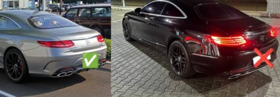 Mercedes S-class C217 Coupe 2014–2020 Aizmugurējais difuzors ar izpūtēja uzgaļiem Black (2018-2020) foto 5