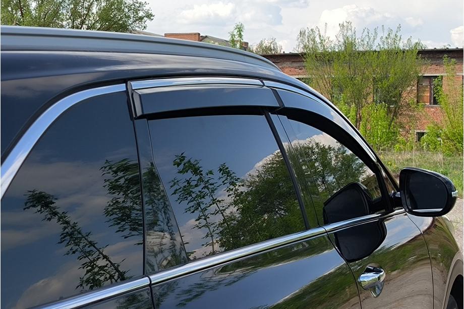 Kia Sorento III UM 2014–2020 Logu vēja deflektori ar hromētu līsti Niken Luxury (4 gab.) Foto 3