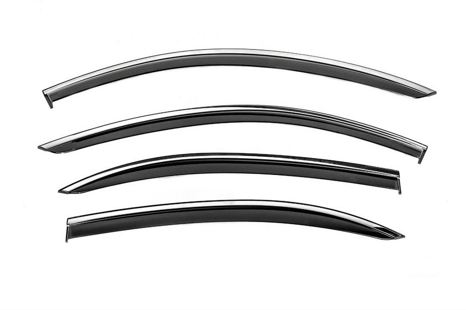 Mercedes S-class W221 2005–2013 Sānu logu vēja deflektori ar hromētu moldingu Niken Luxury (Long, 4 gab.) Foto 1