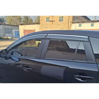 Logu vēja deflektori ar hromētu līsti Niken Luxury (4 gab.) Mazda CX-5 2012–2017 foto 4
