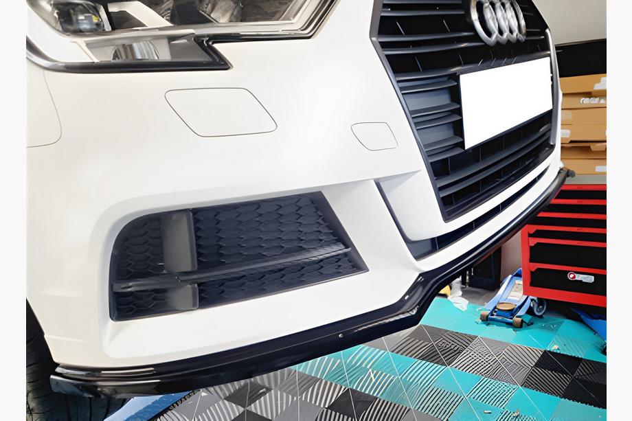 Audi A3 2012–2020 Priekšējā bufera lūpas uzlika DPT V-2 (spīdīgi melna) Image
