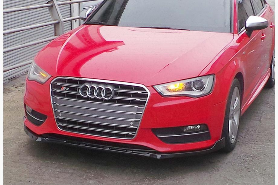 Audi A3 2012–2020 Priekšējā bampera lūpas spoilers DPT V-3 (Sedan/HB, spīdīgi melns) Foto 7