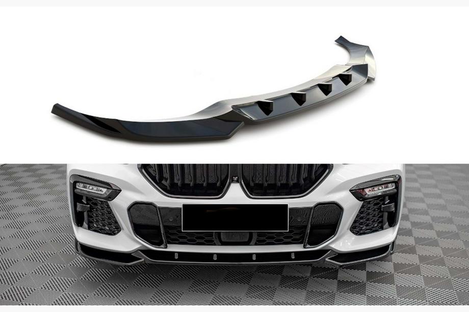 BMW X6 G06 2019–2027 DPT V-1 priekšējā bampera lūpas uzlika (M, melns spīdīgs) Image