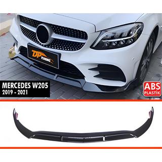 DPT priekšējā bampera lip uzlika (2019-2021, tikai AMG-Line, melns spīdīgs) Mercedes C-сlass W205 2014–2021 foto 2