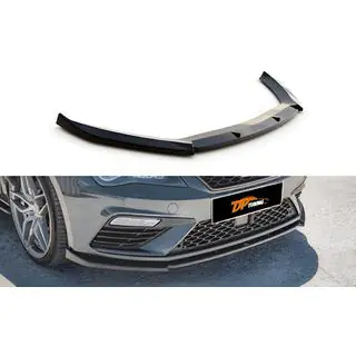 DPT priekšējā bampera lūpas spoilera uzlika (2017-2020, spīdīgi melna) Seat Leon 2013–2020