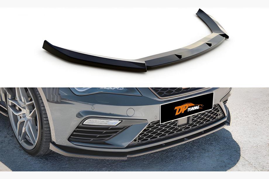 Seat Leon 2013–2020 DPT priekšējā bampera lūpas spoilera uzlika (2017-2020, spīdīgi melna) Image