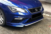 Seat Leon 2013–2020 Priekšējā bufera lūpas uzlika DPT V-1 (2017-2020, melns spīdīgs) foto 1