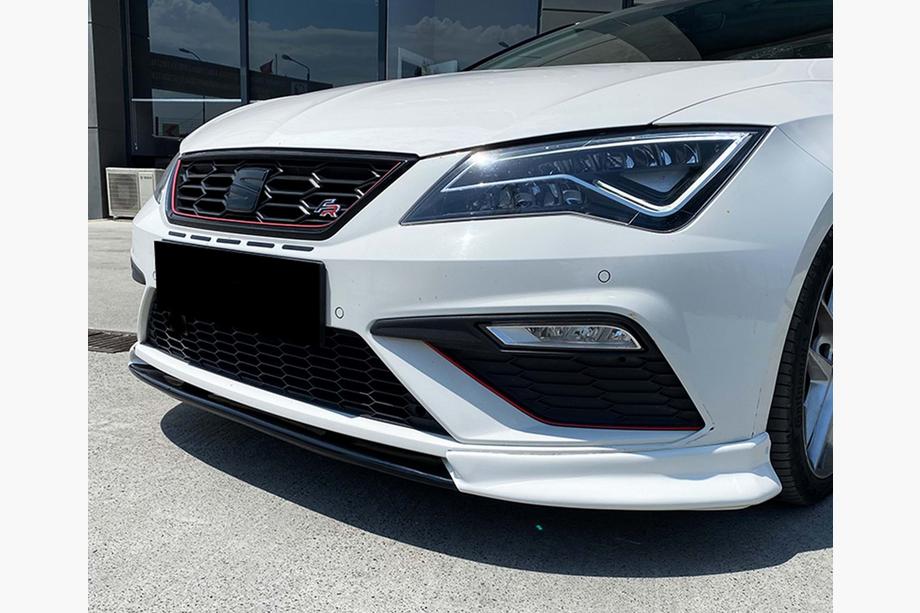 Seat Leon 2013–2020 DPT V-3 priekšējais lipa spoilers (2013-2016, melns spīdīgs) Image