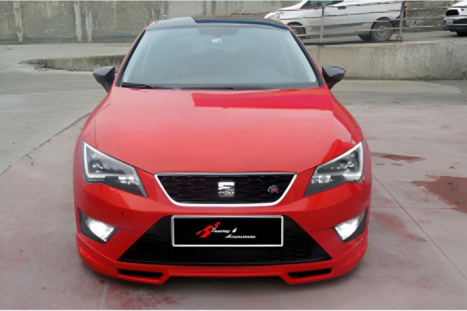 Seat Leon 2013–2020 Priekšējais lip spoileris DPT V-4 (2013-2016, melns spīdīgs) Foto 1