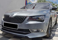 Skoda Superb 2015–2024 Priekšējā bufera lūpas uzlika DPT V-1 (2015-2020, melns spīdīgs) foto 1