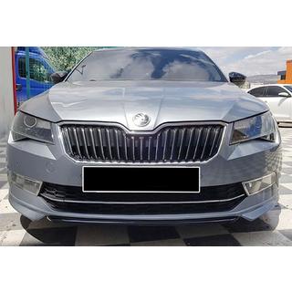 Priekšējā bufera lūpas uzlika DPT V-1 (2015-2020, melns spīdīgs) Skoda Superb 2015–2024 foto 3