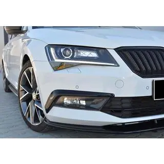 Priekšējā bampera lūpas spoileris DPT V-4 (2015-2020, spīdīgi melns) Skoda Superb 2015–2024 foto 2