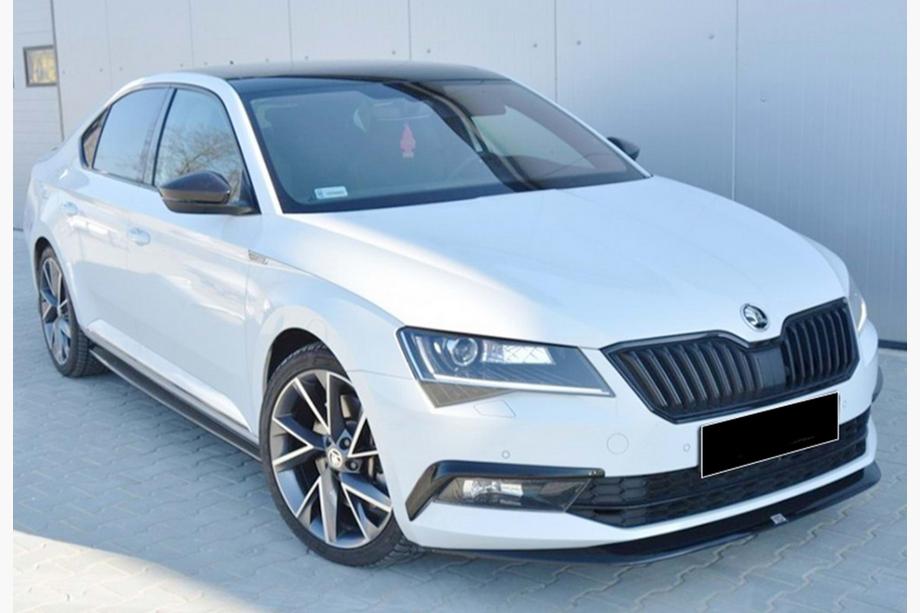 Skoda Superb 2015–2024 Priekšējā bampera lūpas spoileris DPT V-4 (2015-2020, spīdīgi melns) Foto 1