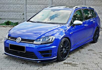 Volkswagen Golf 7/E-Golf 2012–2020 DPT V-2 priekšējā bampera lūpas spoileris (R / R-Line HB, 2012-2017, spīdīgi melns) foto 1