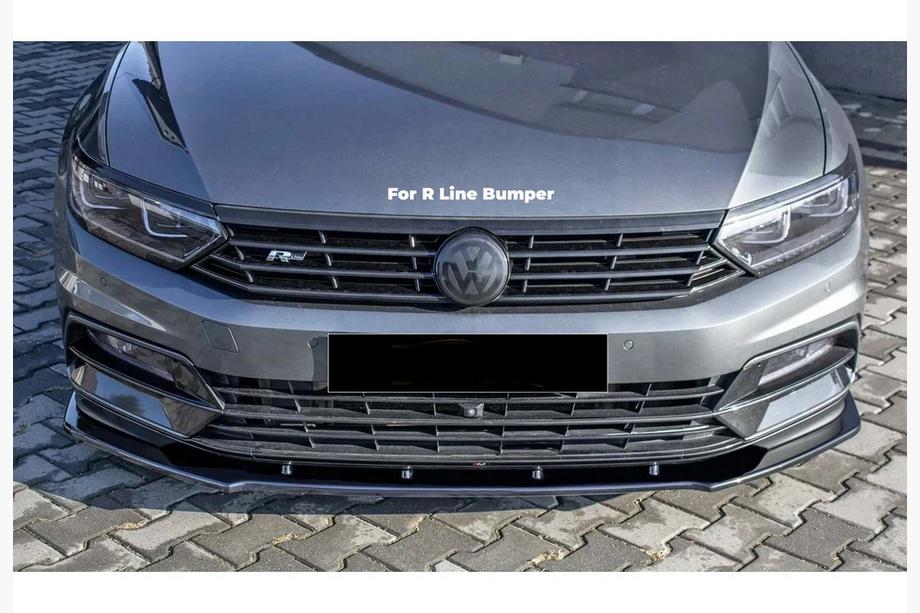 Volkswagen Passat B8 2015–2023 Priekšējais lūpas spoilers DPT V-1 (R-Line, 2015-2019 EU, melns spīdīgs) Image