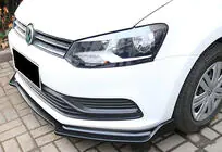 Volkswagen Polo 2010–2017 Priekšējā bufera lūpas uzlika DPT V-2 (spīdīgi melna) foto 1