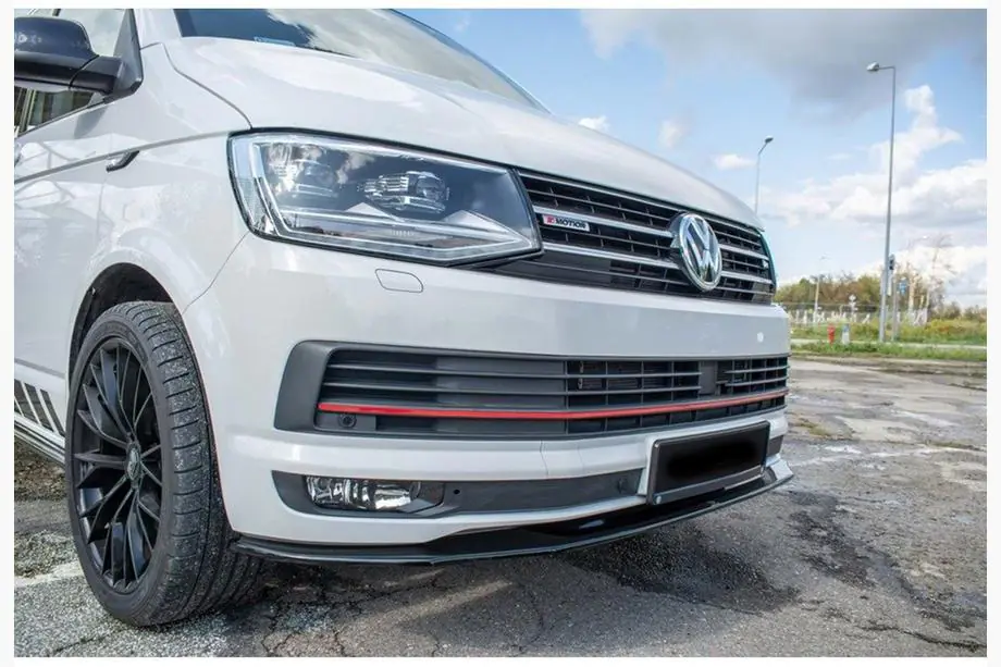 Volkswagen T5 2010–2015 DPT priekšējā bampera lip spoilers (spīdīgi melns) Foto 1
