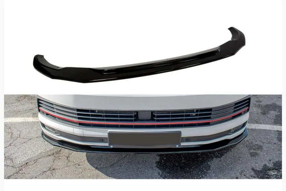 Volkswagen T5 2010–2015 DPT priekšējā bampera lip spoilers (spīdīgi melns) Foto 2