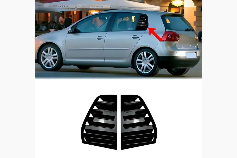 Volkswagen Golf 5 2003–2009 Aizmugurējo logu uzlikas DPT (melns spīdīgs, 2 gab.) Image