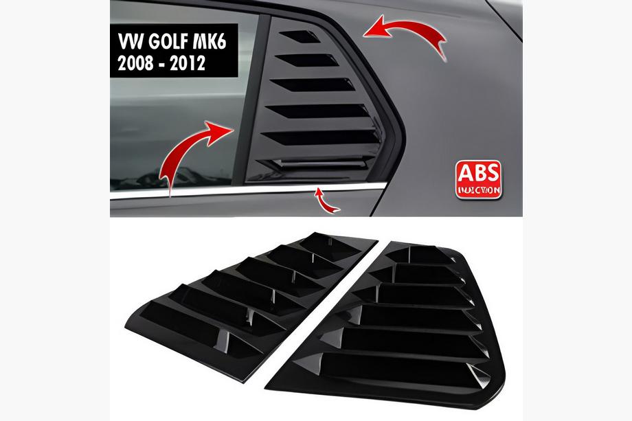 Volkswagen Golf 6 2008–2014 Aizmugurējo sānu logu uzlikas DPT V-1 (melns spīdīgs, 2 gab.) Image