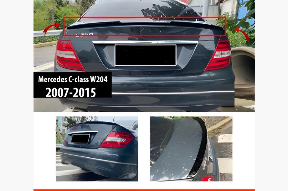 Mercedes C klase W204 2007–2015 Spoileris DPT V-1 (spīdīgi melns) Image