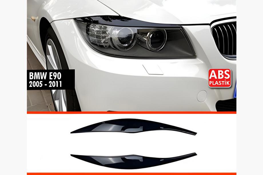 BMW 3. sērija E90/E91 2005–2011 DPT priekšējo lukturu uzacis (2 gab., melns spīdīgs) Image
