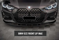BMW 4. sērija G22/23/26 2020– DPT V-1 priekšējais lūpas spoileris (G22/G23, spīdīgi melns) foto 1