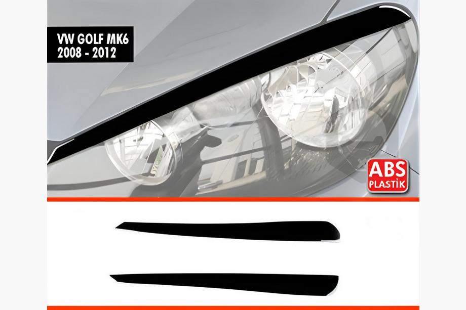 Volkswagen Golf 6 2008–2014 DPT priekšējo lukturu uzacis (2 gab., melns spīdīgs) Image