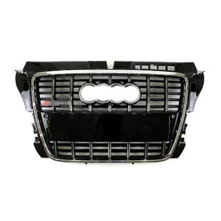 Priekšējā reste S-style (2008-2012, melna ar hromu) Audi A3 2003–2012 foto 1