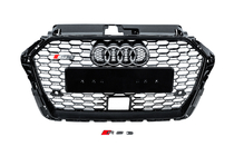 Audi A3 2012–2020 RS stila priekšējais radiatora režģis (2016-2020, melns/pelēks) foto 1