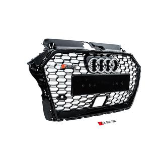 RS stila priekšējais radiatora režģis (2016-2020, melns/pelēks) Audi A3 2012–2020 foto 3