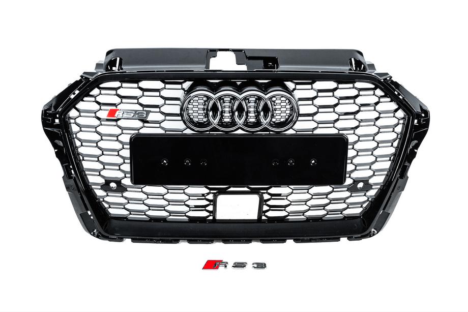 Audi A3 2012–2020 RS stila priekšējais radiatora režģis (2016-2020, melns/pelēks) Image